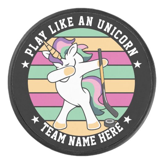 Retro Style Dabbing Unicorn Eishockey Puck (Vorderseite)