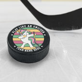 Retro Style Dabbing Unicorn Eishockey Puck