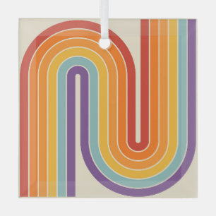 Retro-Style der 1970er Jahre mit gebogenen Streife Ornament Aus Glas