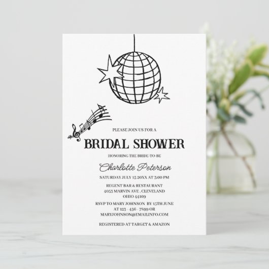 Retro Style Disco Brautparty der 70er Jahre Einladung (Stehend Vorderseite)