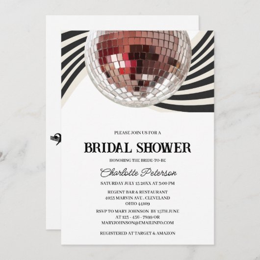 Retro Style Disco Brautparty Einladung (Vorne/Hinten)