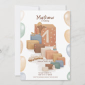 Retro Style Einladung zum ersten Geburtstag (Vorderseite)