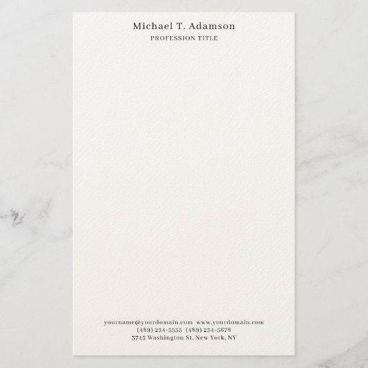 Retro Style Elegant Plain Simple White Briefpapier (Vorderseite)