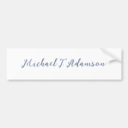 Retro Style Elegant Plain White Calligraphy Name Autoaufkleber (Vorne)