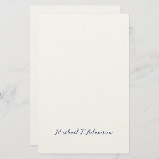 Retro Style Elegant Plain White Calligraphy Name Briefpapier (Vorne/Hinten)