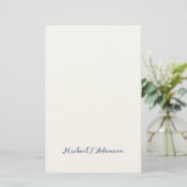 Retro Style Elegant Plain White Calligraphy Name Briefpapier (Stehend Vorderseite)