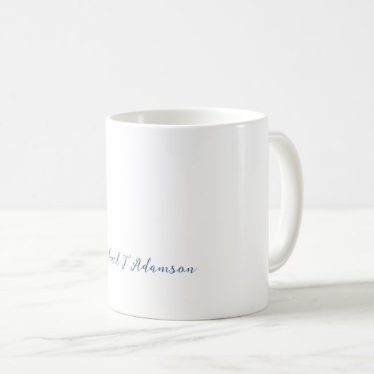 Retro Style Elegant Plain White Calligraphy Name Kaffeetasse (VorderseiteRechts)