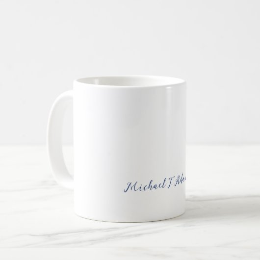 Retro Style Elegant Plain White Calligraphy Name Kaffeetasse (Vorderseite Links)