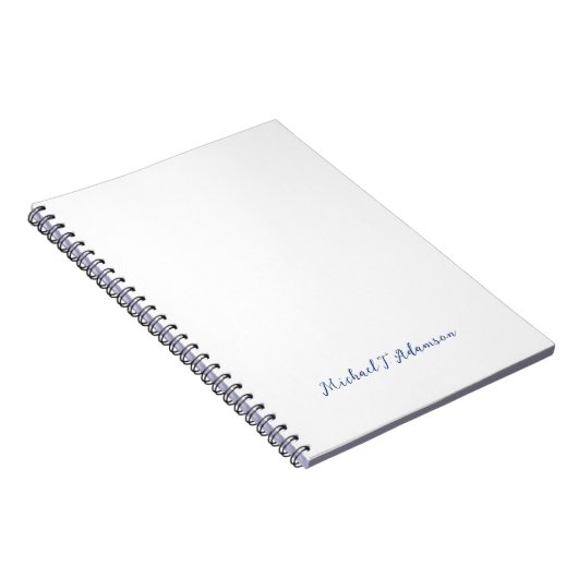 Retro Style Elegant Plain White Calligraphy Name Notizblock (Rechte Seite)