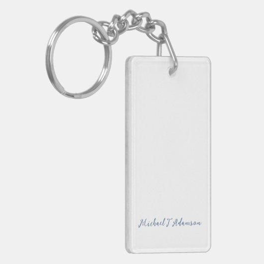 Retro Style Elegant Plain White Calligraphy Name Schlüsselanhänger (Vorderseite links)