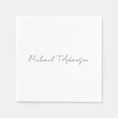 Retro Style Elegante Schlichte, einfache weiße Kal Serviette (Vorderseite)