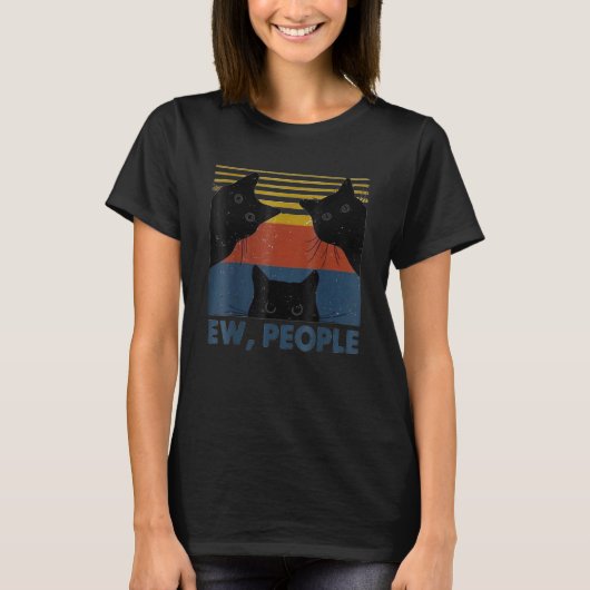 Retro Style Ew, Leute T - Shirt Funny Cat Introver (Vorderseite)