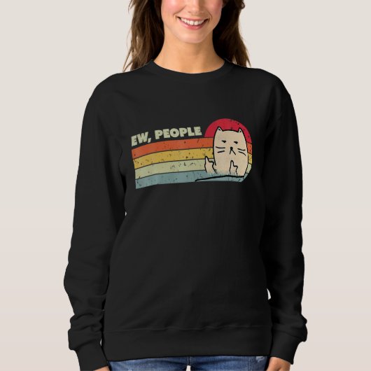 Retro Style Ew People Cat Cat Sweatshirt (Vorderseite)