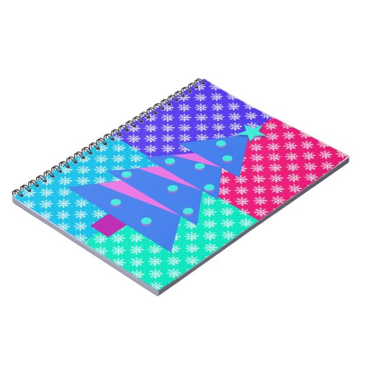 Retro Style Farbenfrohe Schneeflocke Weihnachtsbau Notizblock (Linke Seite)