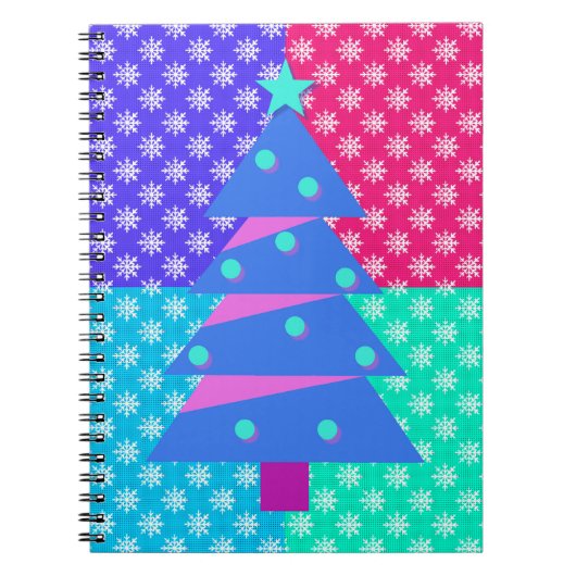 Retro Style Farbenfrohe Schneeflocke Weihnachtsbau Notizblock (Vorderseite)