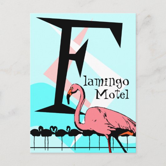 Retro Style Flamingo Lounge Postcard aquas pink Postkarte (Vorderseite)