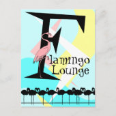 Retro Style Flamingo Lounge Postcard aquas pink Postkarte (Vorderseite)