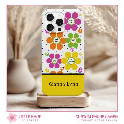 Retro Style Floral Flower Power Monogrammed Case-Mate iPhone Hülle