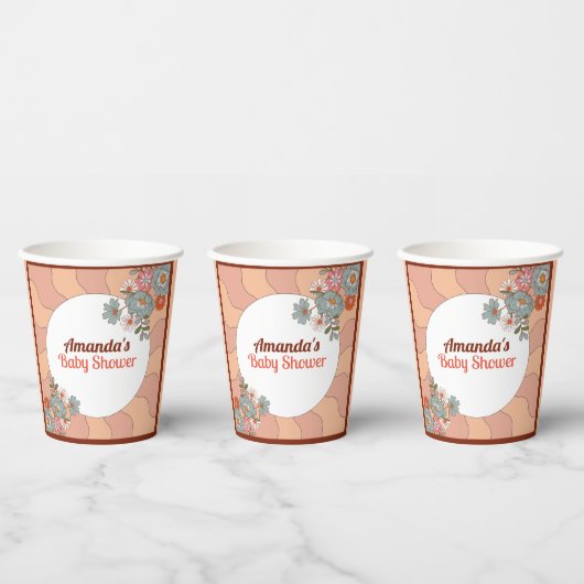 Retro Style Flover Babydusche Party Papiertüten Pappbecher (Multi)