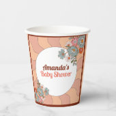 Retro Style Flover Babydusche Party Papiertüten Pappbecher (Vorderseite)