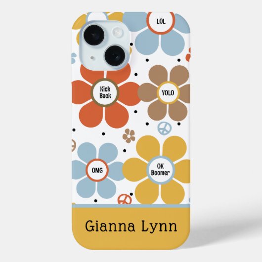 Retro-Style Flower Power Monogrammed Case-Mate iPhone Hülle (Rückseite)
