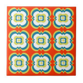 Retro Style Funky Bright Orange Green Pattern Fliese (Vorderseite)