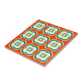 Retro Style Funky Bright Orange Green Pattern Fliese (Seite)