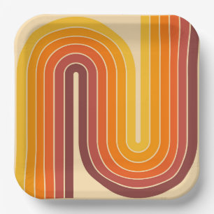 Retro-Style geometrisches Design der 70er Jahre Pappteller