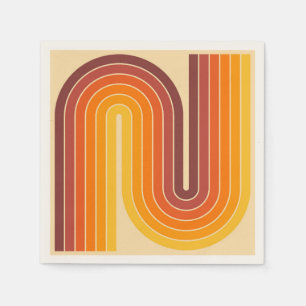 Retro-Style geometrisches Design der 70er Jahre Serviette