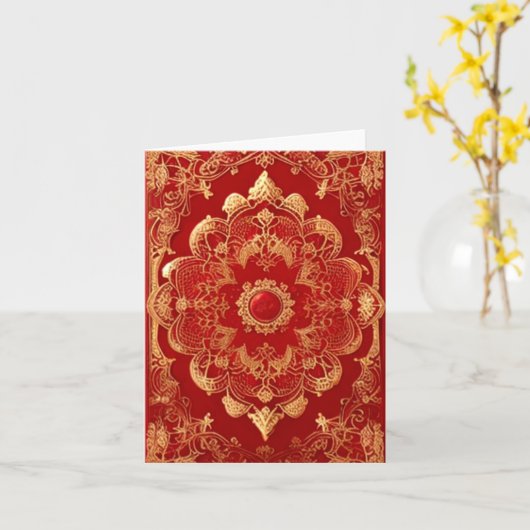 Retro Style Golden Red Karte (Gelbe Blume)