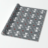 Retro Style Grau floral Bandannas Geschenkpapier (Ungerollt)
