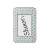 Retro-Style Gray Aqua Circle Pattern Customizable Badematte (Vorderseite Vertikal)