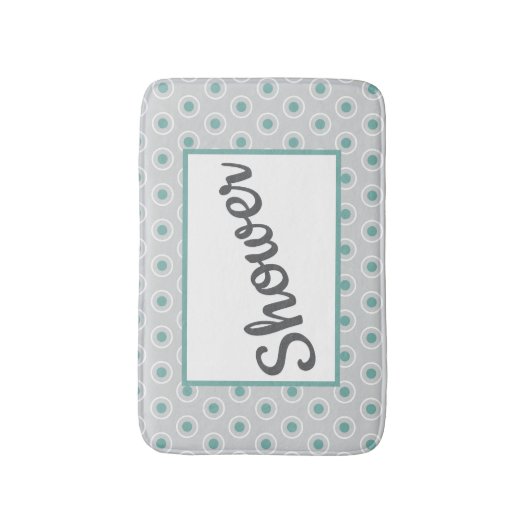 Retro-Style Gray Aqua Circle Pattern Customizable Badematte (Vorderseite Vertikal)
