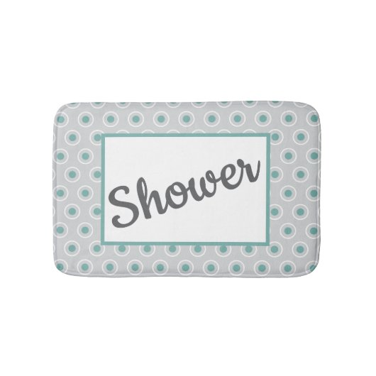 Retro-Style Gray Aqua Circle Pattern Customizable Badematte (Vorderseite)
