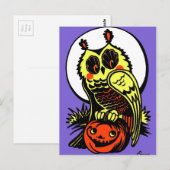 Retro Style Halloween Owl Postkarte (Vorne/Hinten)