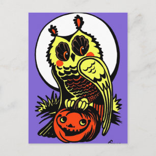 Retro Style Halloween Owl Postkarte