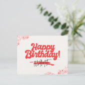 Retro Style Happy Birthday Card - Bold & Fun Desig Postkarte (Stehend Vorderseite)