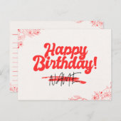 Retro Style Happy Birthday Card - Bold & Fun Desig Postkarte (Vorne/Hinten)