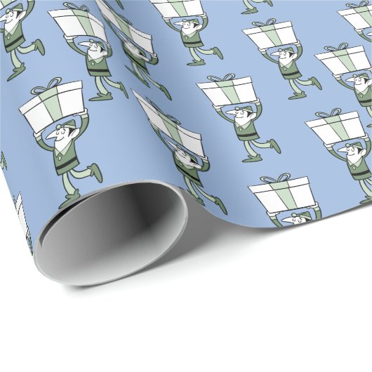 Retro Style Happy Elf Geschenkpapier (Rolleneckpunkt)