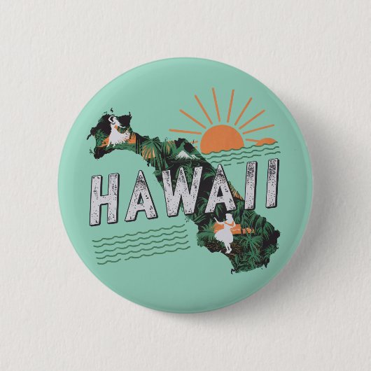 Retro Style Hawaii Island Silhouette Button (Vorderseite)