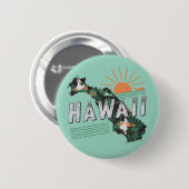Retro Style Hawaii Island Silhouette Button (Vorne & Hinten)