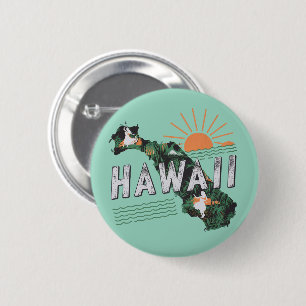 Retro Style Hawaii Island Silhouette Button