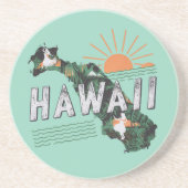 Retro Style Hawaii Island Silhouette Getränkeuntersetzer (Vorne)