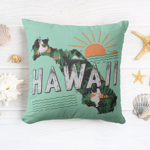 Retro Style Hawaii-Silhouette Kissen