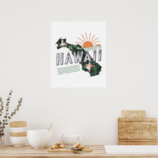 Retro Style Hawaii-Silhouette Poster (Küche)