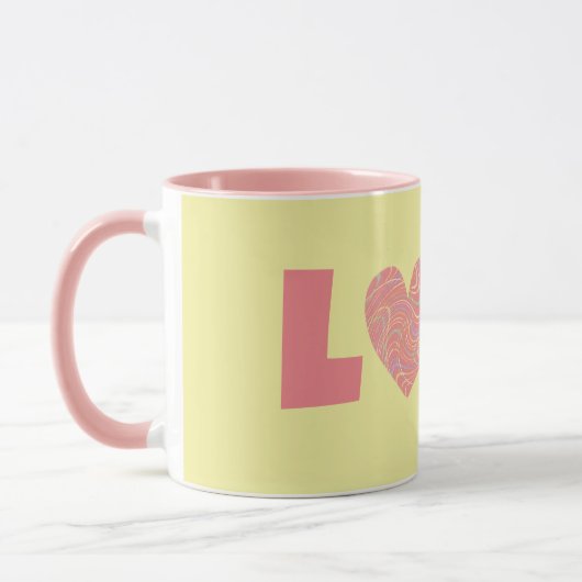 Retro Style Herz Liebe Rosa Tasse Cup (Links)