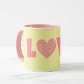 Retro Style Herz Liebe Rosa Tasse Cup (Vorderseite Links)