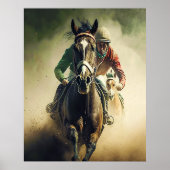 Retro Style Horse Racing Jockey Art Poster (Vorne)