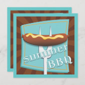 Retro Style Hot Dog Summer GRILLEN Party Einladung (Vorne/Hinten)