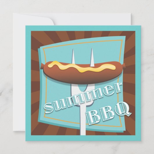Retro Style Hot Dog Summer GRILLEN Party Einladung (Vorderseite)